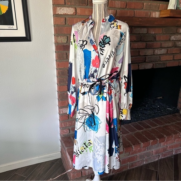 NWT MARELLA Alcuno Graphic Print Mini Shirt Dress Sz 14 US - Picture 4 of 15